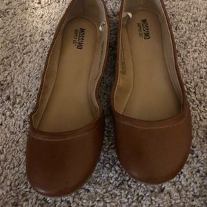 Brown ballet flats worn twice